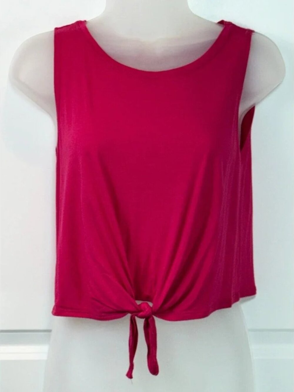 POOL Hot Pink Tie Front Tank Crop‎ Top Women's Small Sleeveless Trendy S Fashion